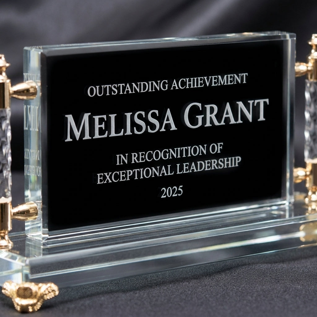 Personalized Crystal Rectangle Frame - custom laser engraved - view 4