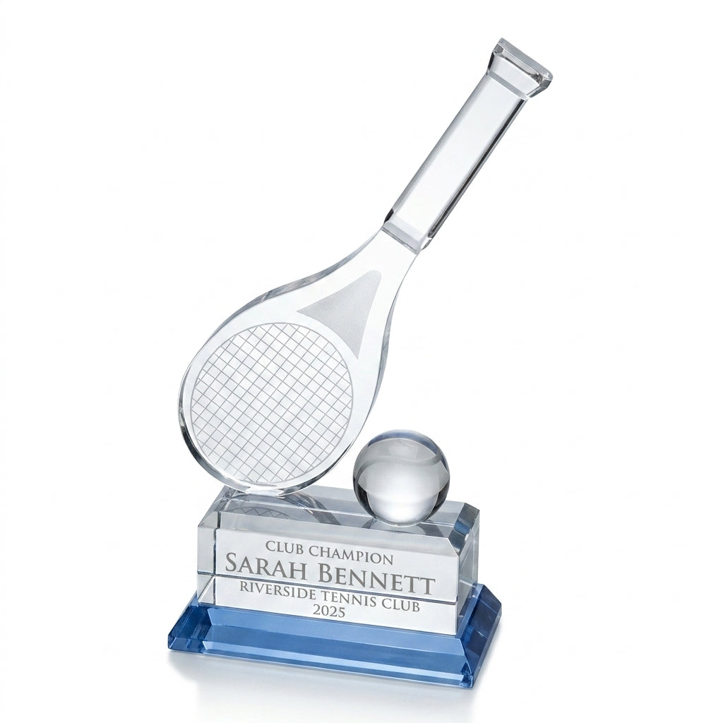 Personalized Crystal Tennis Trophy - custom laser engraved - view 6