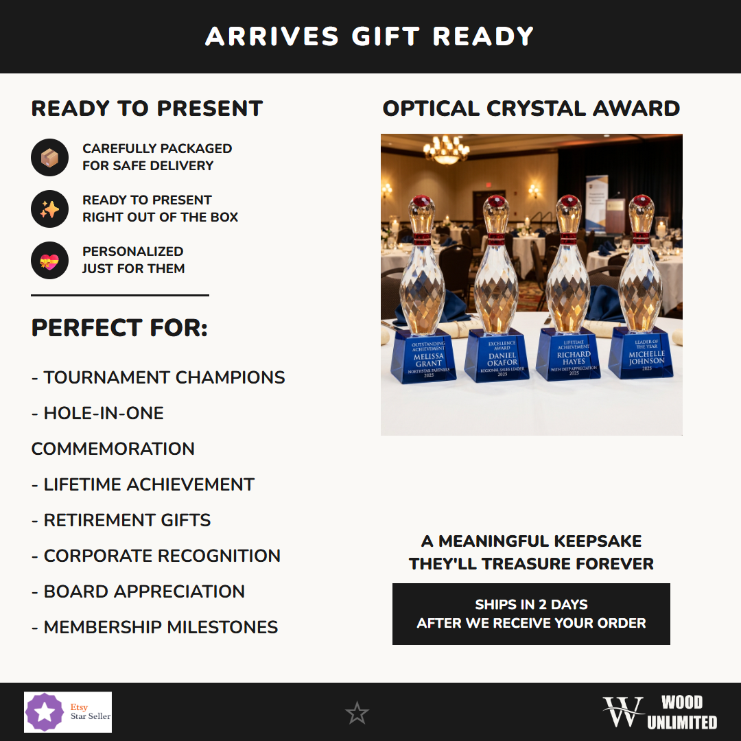Crystal Bowling Trophy Gift Ready - perfect for awards ceremonies, recognition, and celebrations