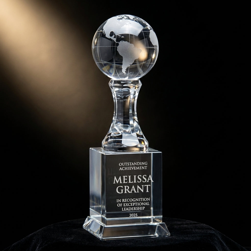 Personalized Globe On Stem - custom laser engraved - view 3