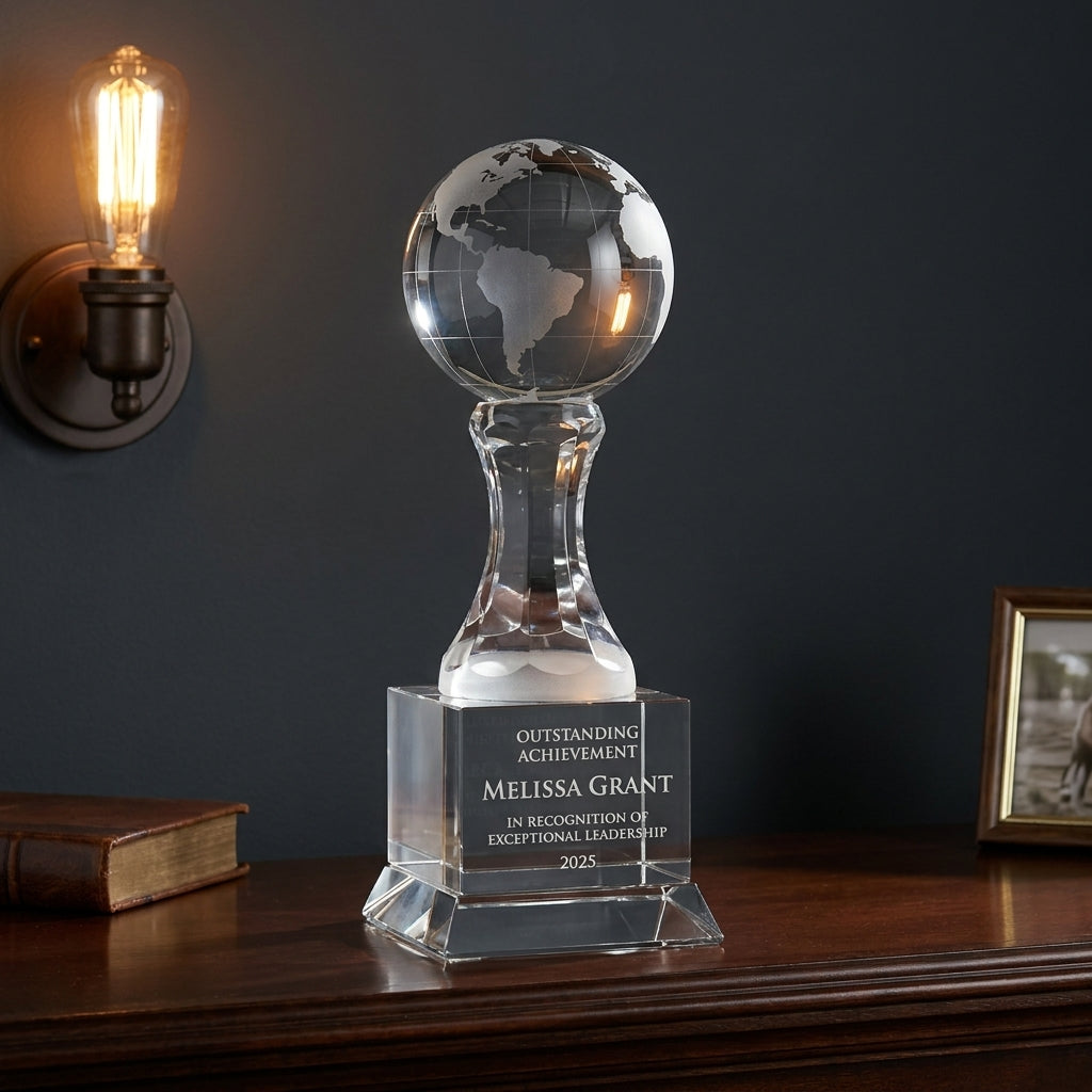 Personalized Globe On Stem - custom laser engraved - view 5