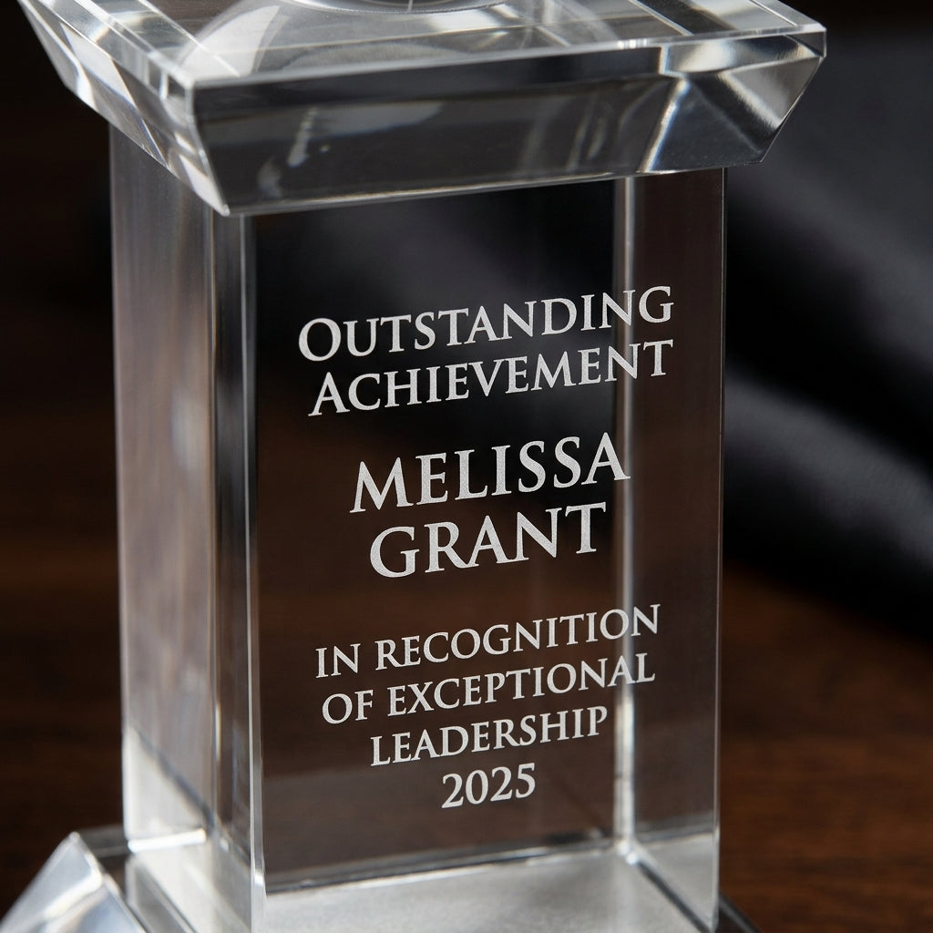 Personalized Globe Tower - custom laser engraved - view 4