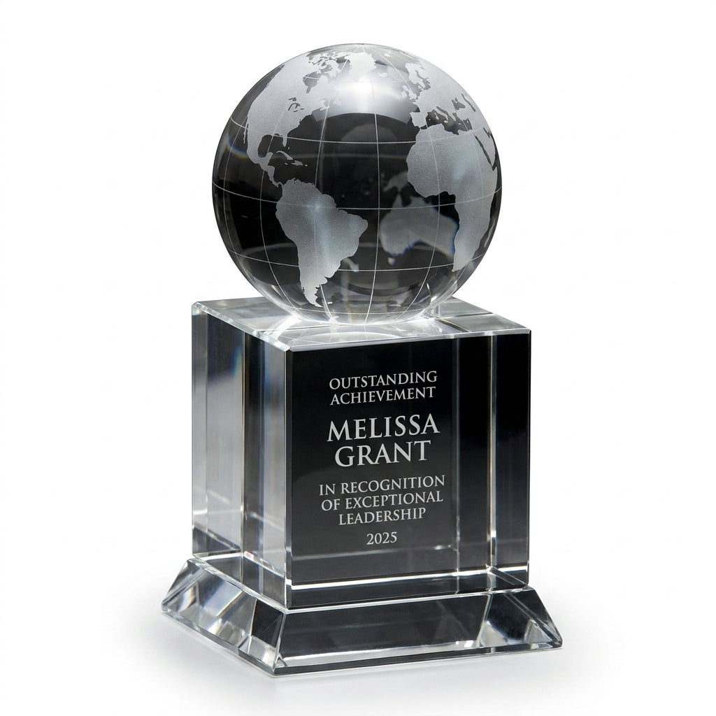 Personalized Globe Tower - custom laser engraved - view 6