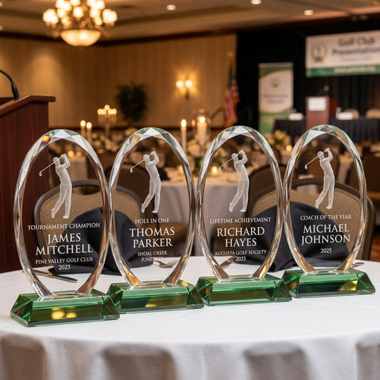 Personalized Crystal Sports Award | Engraved Optical Crystal Golf Tournament Champion Retirement Gift | Hole In One | Lifetime Achievement - View 1