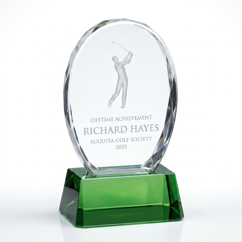 Personalized Crystal Sports Award | Engraved Optical Crystal Golf Tournament Champion Retirement Gift | Hole In One | Lifetime Achievement - View 6