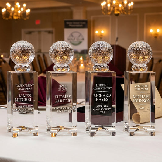 Personalized Crystal Golf Award | Engraved Tournament Champion | Optical Crystal Retirement Gift | Lifetime Achievement - View 1