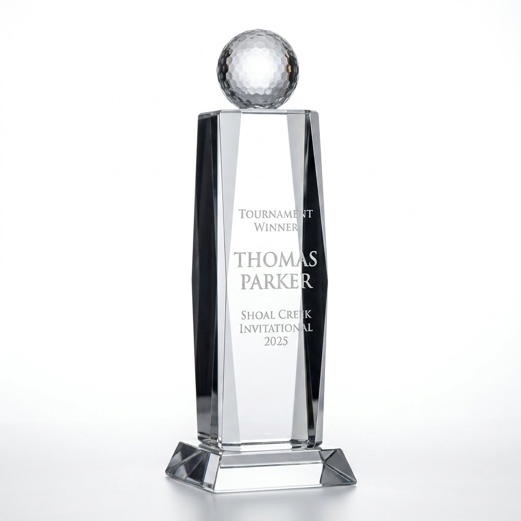 Personalized Crystal Golf Award | Engraved Tournament Champion | Optical Crystal Retirement Gift | Lifetime Achievement - View 6