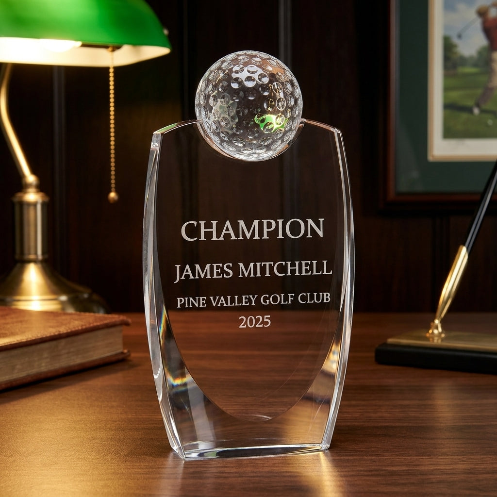 Personalized Crystal Golf Ball  - custom laser engraved - view 2