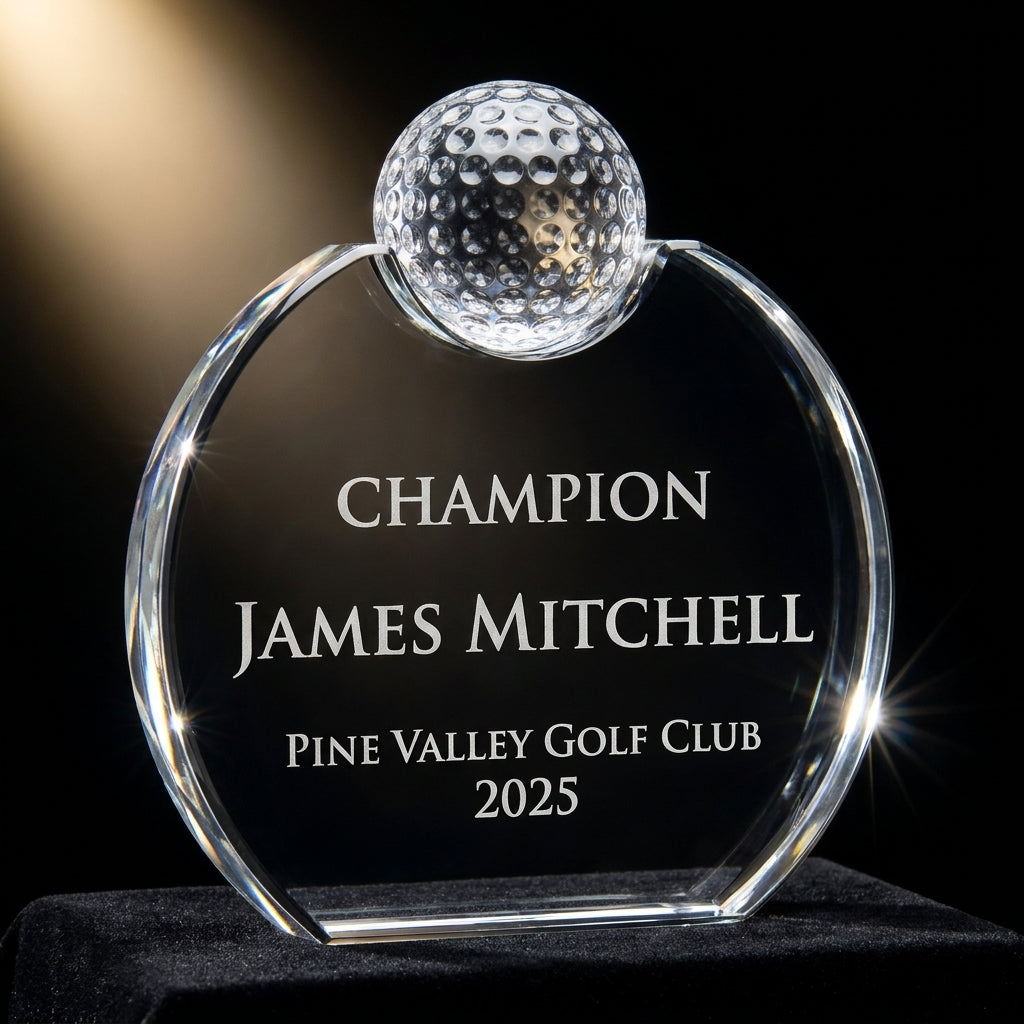 Personalized Crystal Golf Ball  - custom laser engraved - view 3