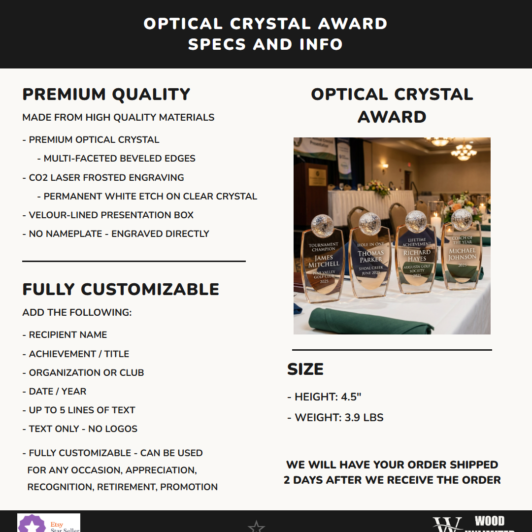 Personalized Crystal Golf Ball  Specifications - dimensions, materials, features