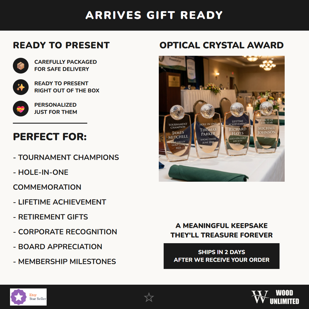 Crystal Golf Ball  Gift Ready - perfect for awards ceremonies, recognition, and celebrations