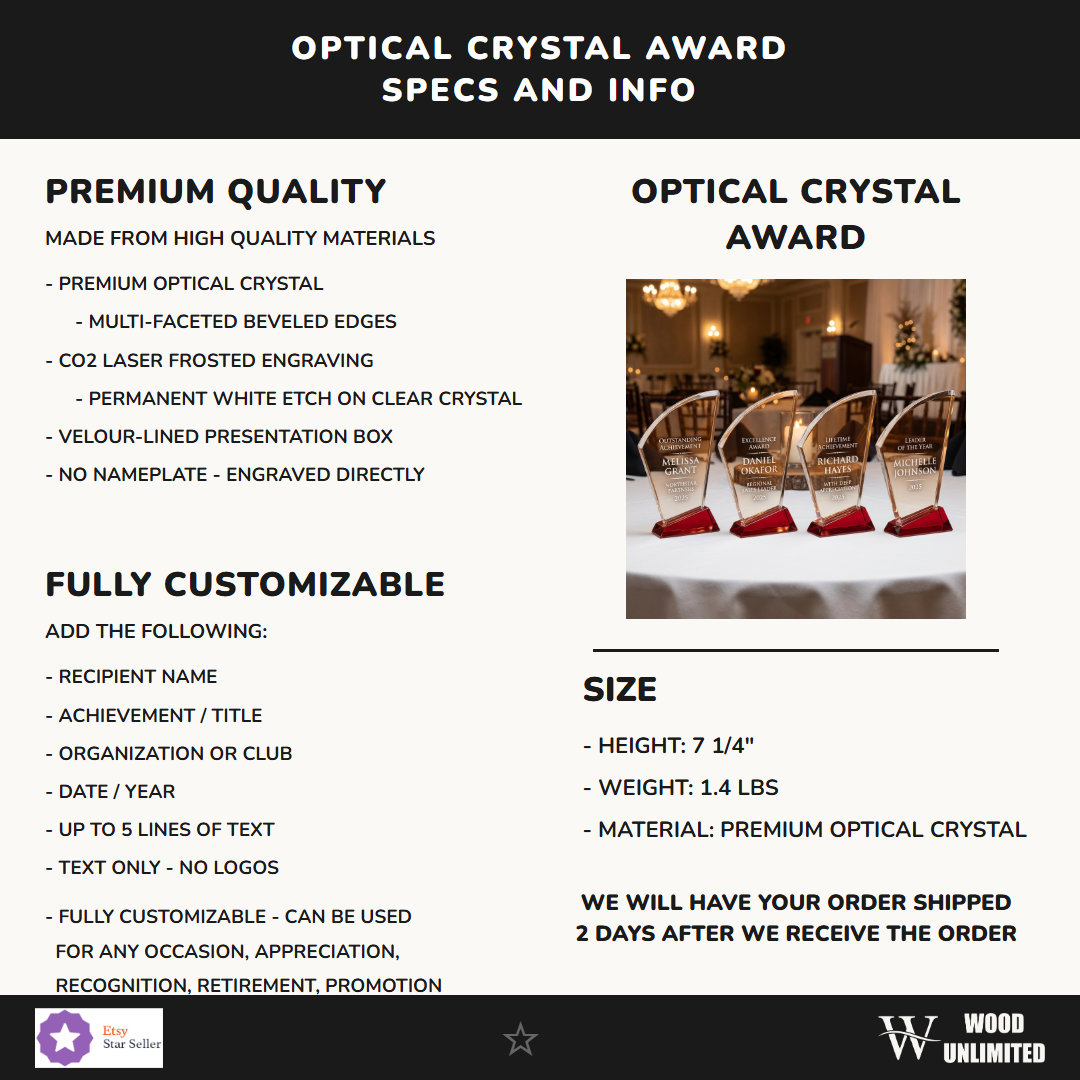 Personalized Elegant Ruby Double Arc Fan Glass Award  Individually Boxed  Laserable  ( Not Su Specifications - dimensions, materials, features
