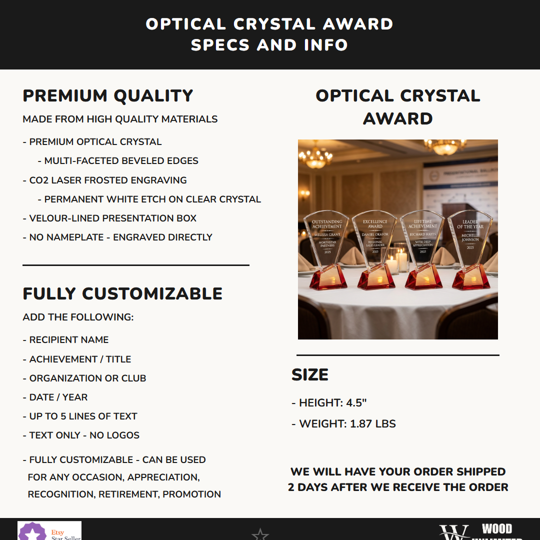 Personalized Elegant Ruby Double Arc Fan Glass Award  Individually Boxed  Laserable  ( Not Su Specifications - dimensions, materials, features