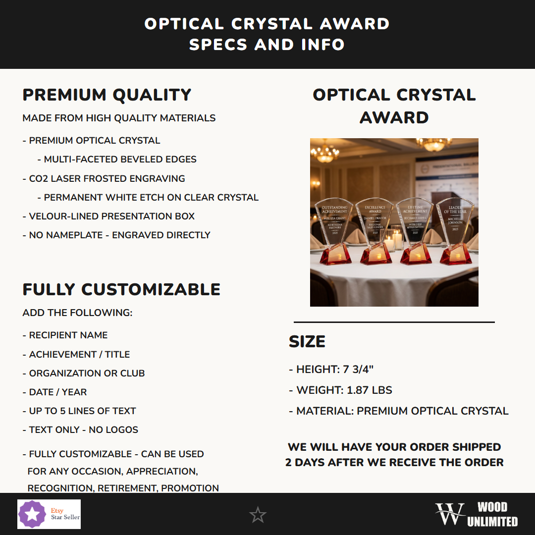 Personalized Elegant Ruby Double Arc Fan Glass Award  Individually Boxed  Laserable  ( Not Su Specifications - dimensions, materials, features