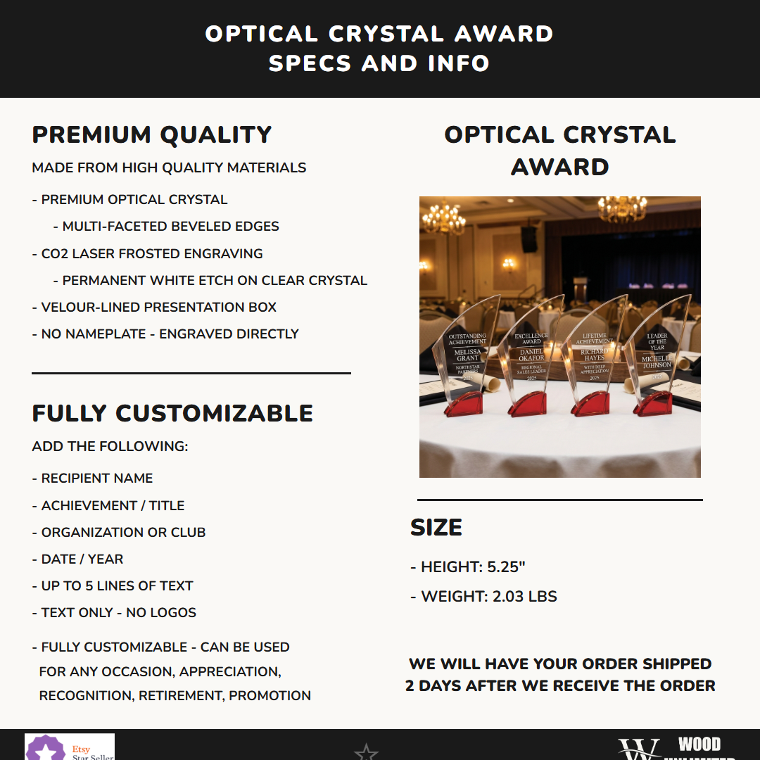 Personalized Elegant Ruby Double Arc Fan Glass Award  Individually Boxed   Laserable  ( Not S Specifications - dimensions, materials, features