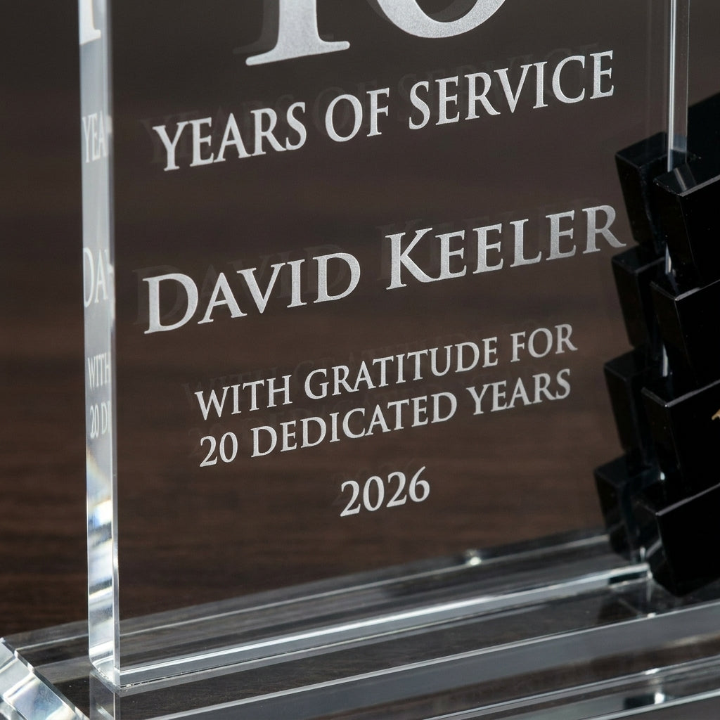 Personalized Crystal Perpetual Award - custom laser engraved - view 4