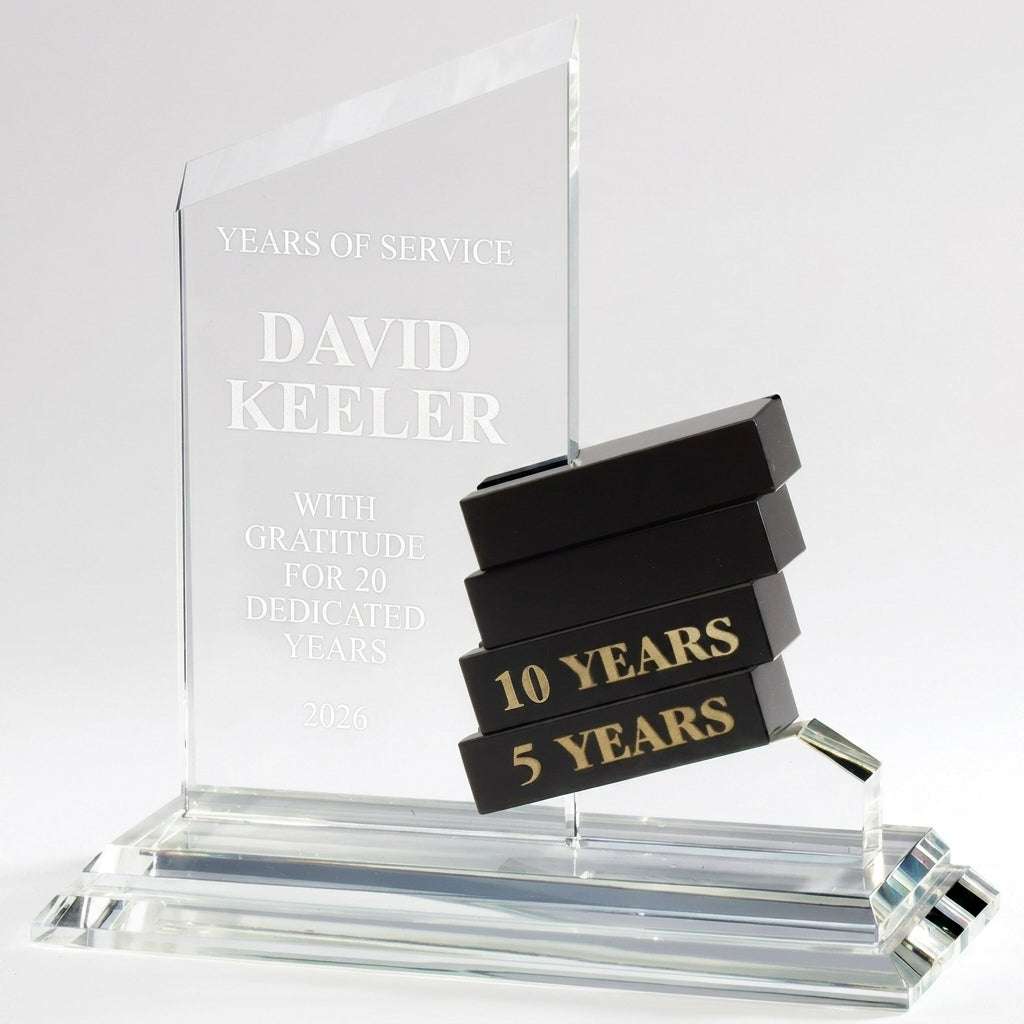Personalized Crystal Perpetual Award - custom laser engraved - view 6