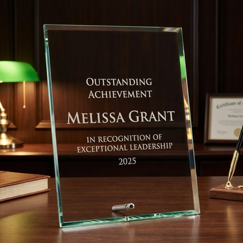 Personalized Elegant Crystal Award - custom laser engraved - view 2