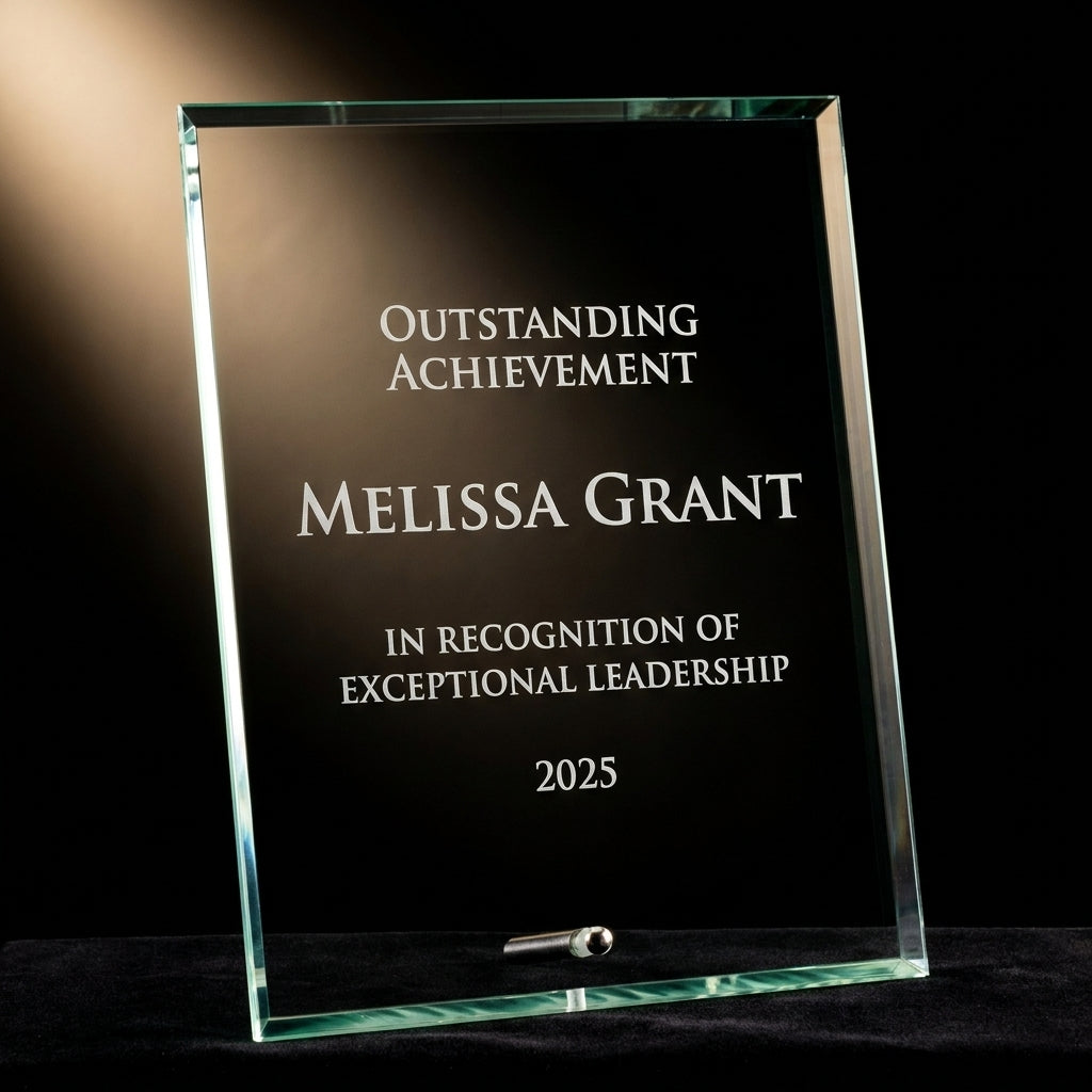 Personalized Elegant Crystal Award - custom laser engraved - view 3