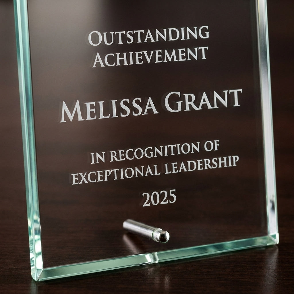 Personalized Elegant Crystal Award - custom laser engraved - view 4