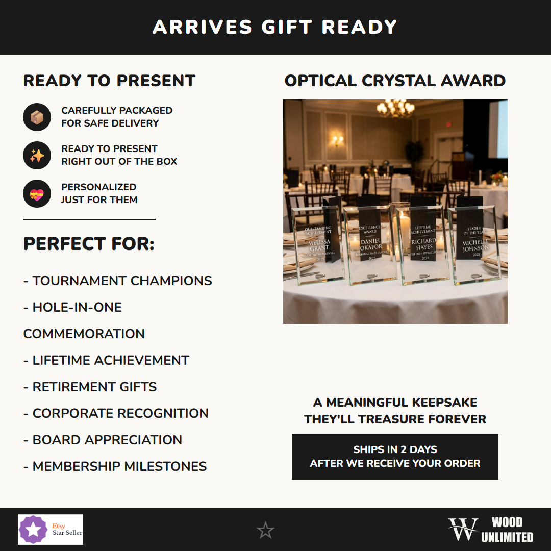 Elegant Crystal Award Gift Ready - perfect for awards ceremonies, recognition, and celebrations