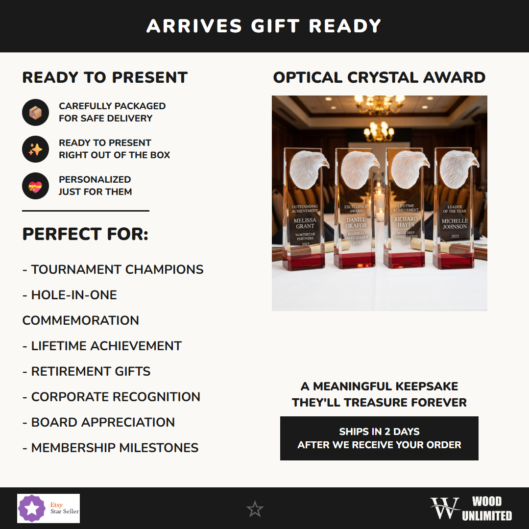 Eagle Crystal Award with Red Base Gift Ready - perfect for awards ceremonies, recognition, and celebrations
