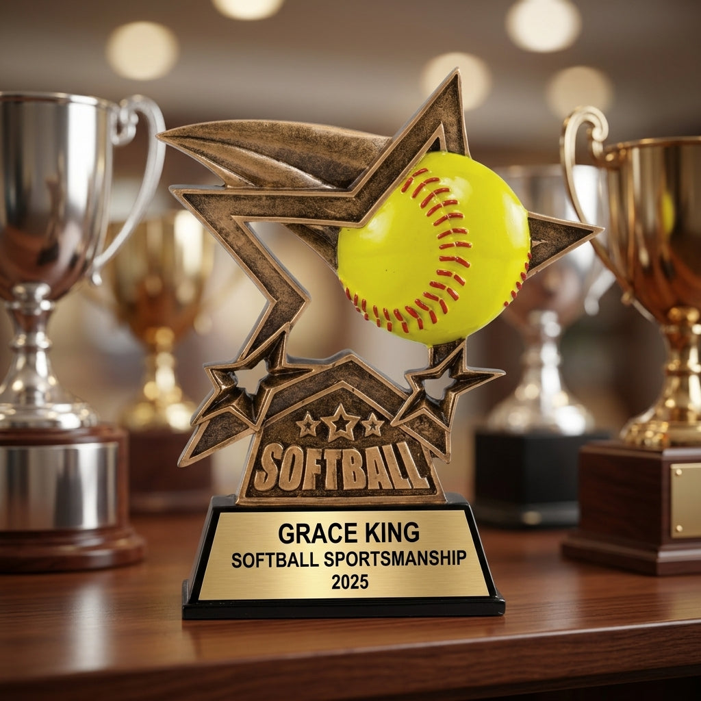 How to order a personalized softball trophy in 3 easy steps with custom name, team, and year engraving