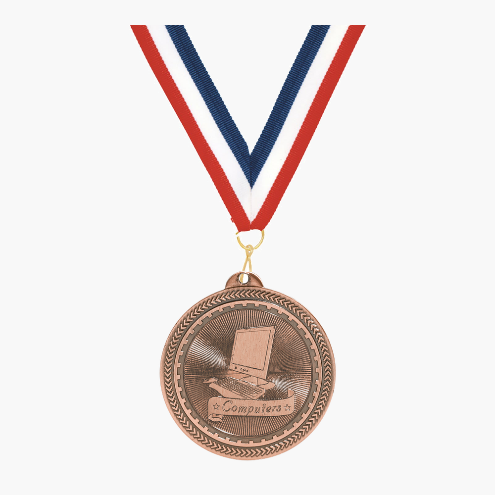 Personalized Coding Medals with Neck Ribbon - Gold Silver Bronze - Custom Engraved