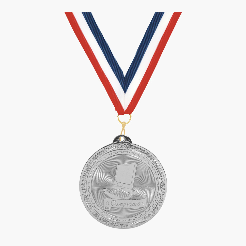 Personalized Coding Medals with Neck Ribbon - Gold Silver Bronze - Custom Engraved