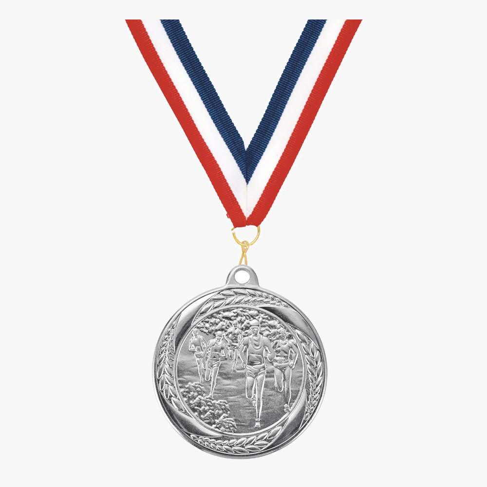 Personalized Cross Country Medals with Neck Ribbon - Gold Silver Bronze - Custom Engraved