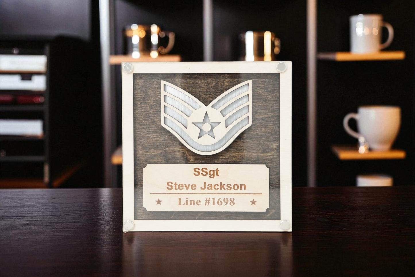 Air Force Promotion Gift Set – Personalized USAF Plaque + 30oz Tumbler, Engraved Pen & Keychain, Custom Gift Box