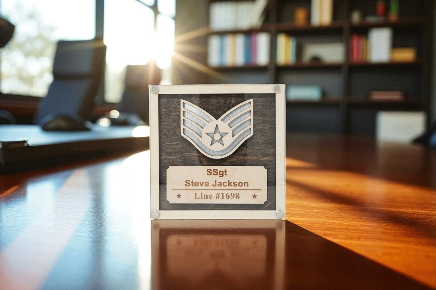 Air Force Promotion Gift Set – Personalized USAF Plaque + 30oz Tumbler, Engraved Pen & Keychain, Custom Gift Box