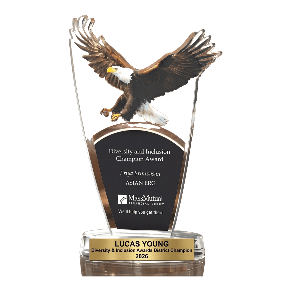 Personalized Diversity & Inclusion Awards award, custom laser engraved on a resin plate for the recipient's name — featuring Personalized Diversity and Inclusion Award, a popular choice for HR departments for D&I summits