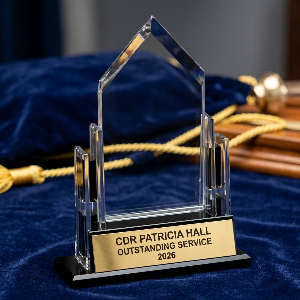 Military Trophy Award | Personalized | Custom Engraved | Retirement Gift | Service Award | Promotion | Veteran | Change of Command - View 2