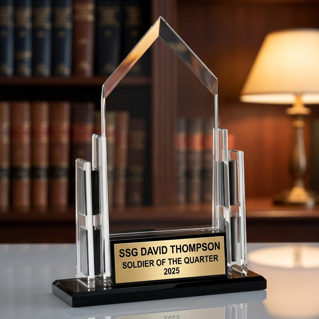 Military Trophy Award | Personalized | Custom Engraved | Retirement Gift | Service Award | Promotion | Veteran | Change of Command - View 3