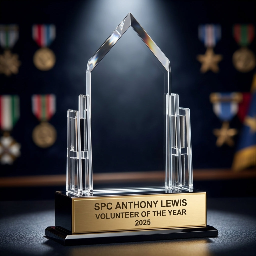 Military Trophy Award | Personalized | Custom Engraved | Retirement Gift | Service Award | Promotion | Veteran | Change of Command - View 4