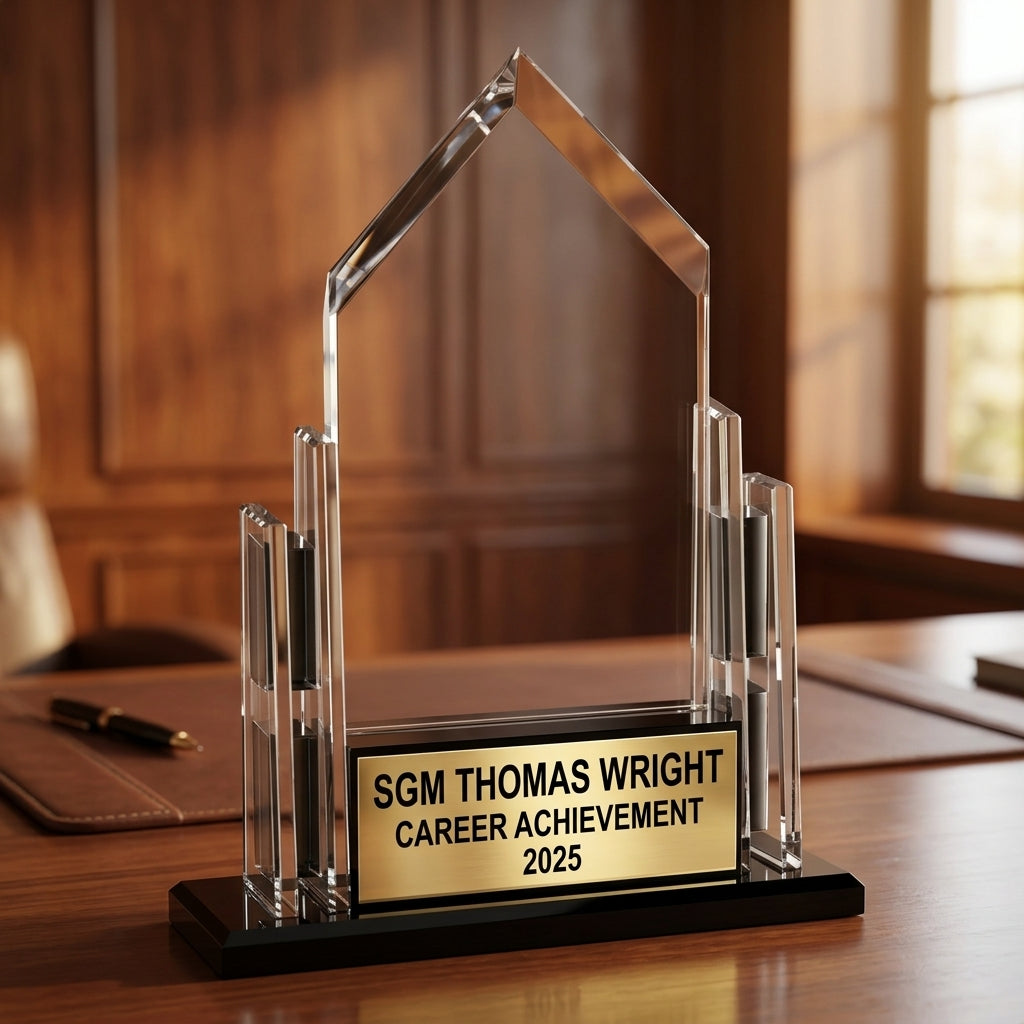 Military Trophy Award | Personalized | Custom Engraved | Retirement Gift | Service Award | Promotion | Veteran | Change of Command - View 5