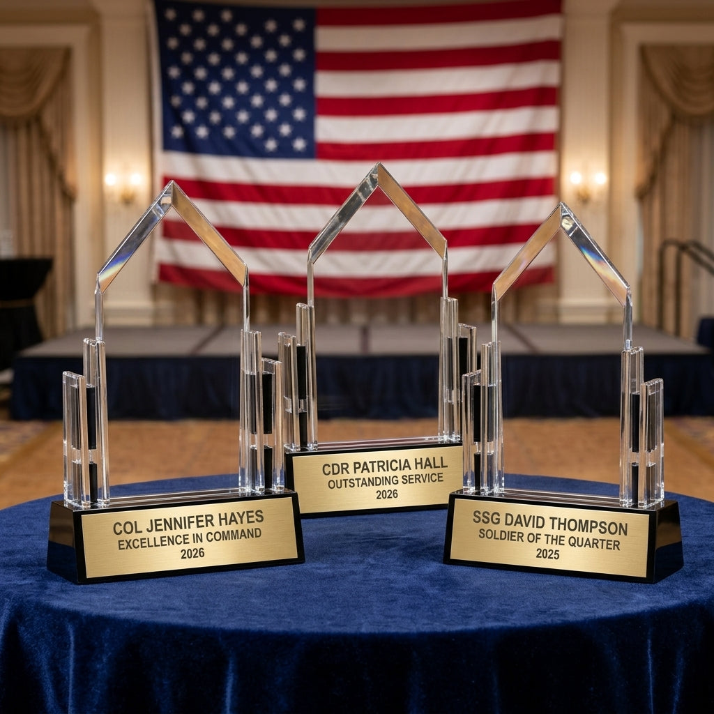 Military Trophy Award | Personalized | Custom Engraved | Retirement Gift | Service Award | Promotion | Veteran | Change of Command - View 6