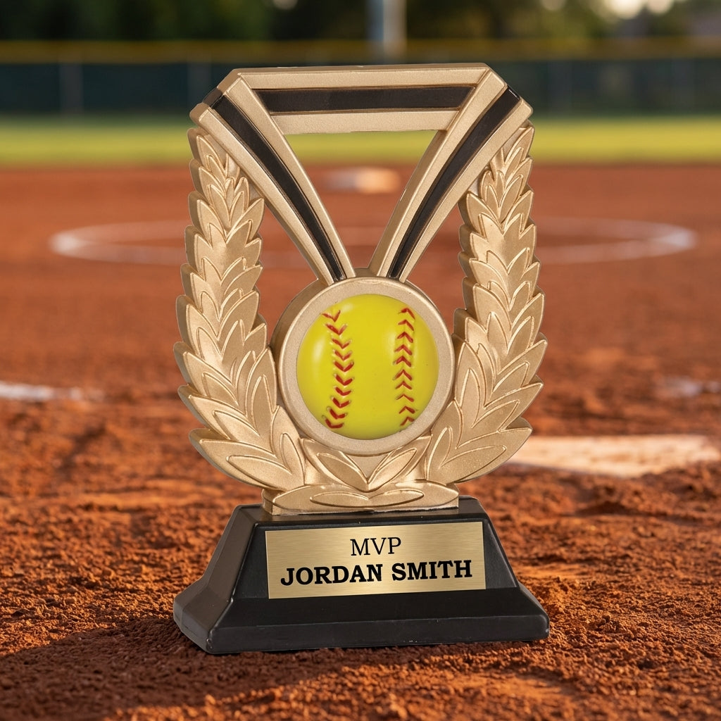 Personalized Softball Trophy 6" - Custom Engraved DUR for Team, Coach & MVP - View 3