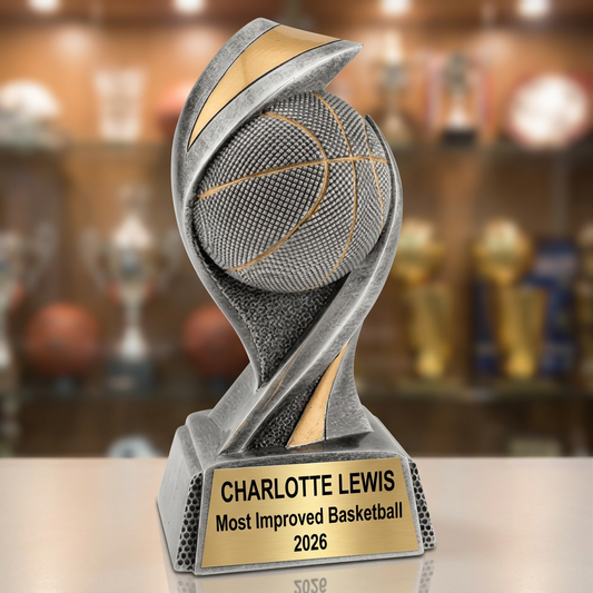 Basketball Trophy | Personalized Award | Custom Name Plate | Laser Engraved | Team MVP | Player Recognition Gift - View 1