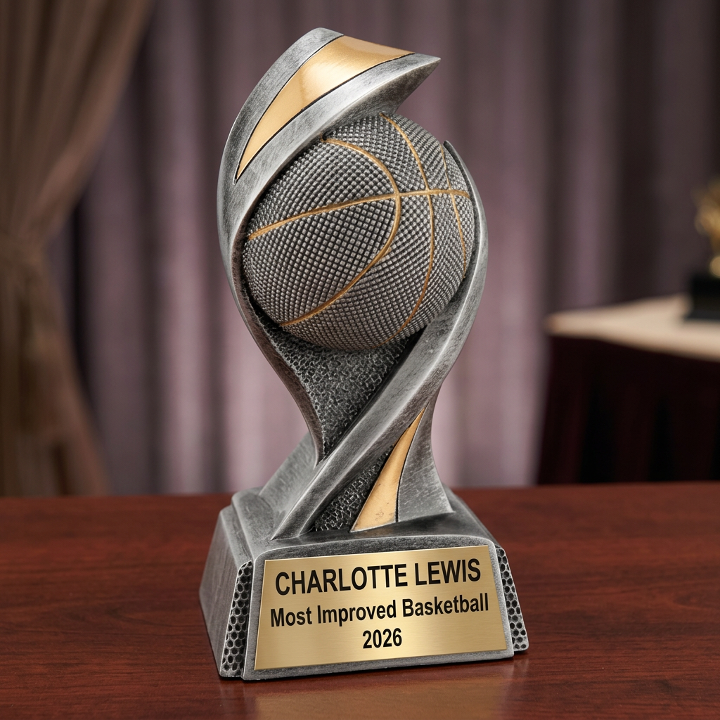 Basketball Trophy | Personalized Award | Custom Name Plate | Laser Engraved | Team MVP | Player Recognition Gift - View 2