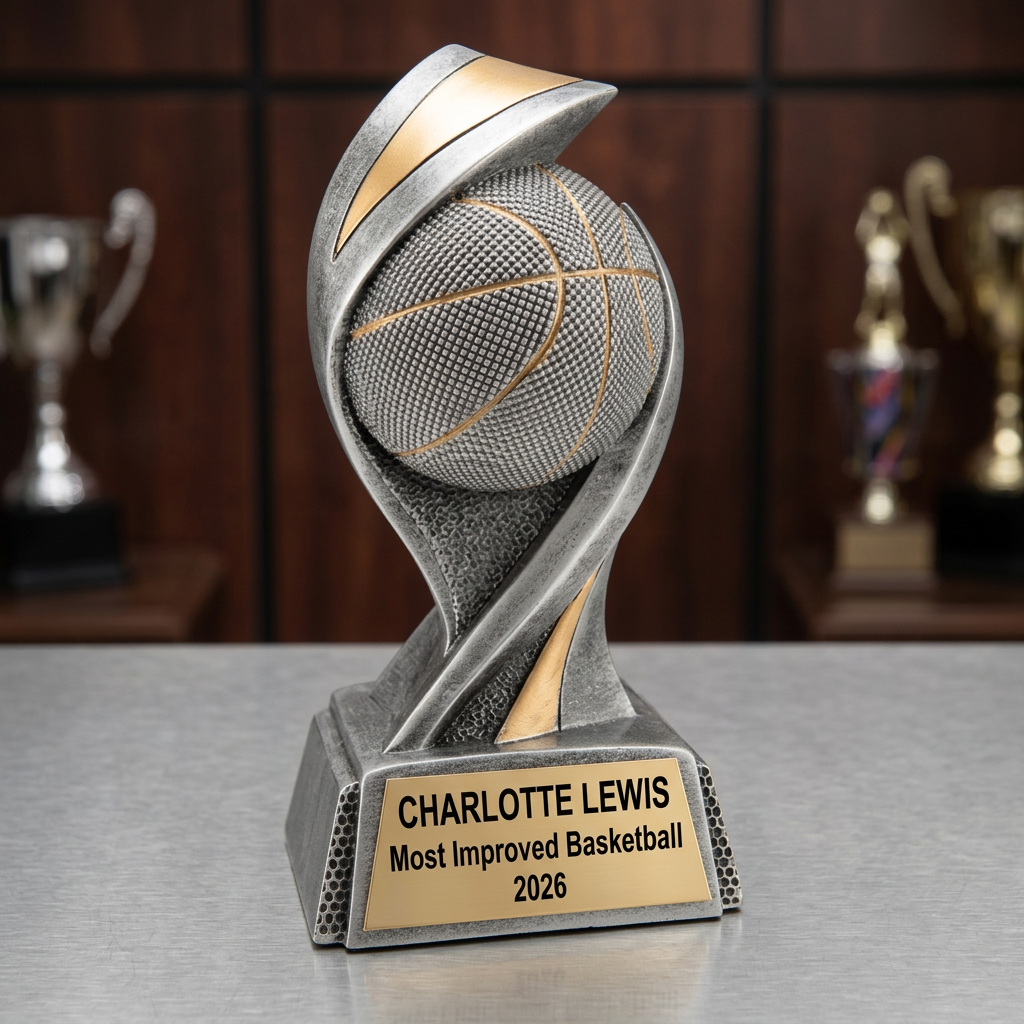 Basketball Trophy | Personalized Award | Custom Name Plate | Laser Engraved | Team MVP | Player Recognition Gift - View 3