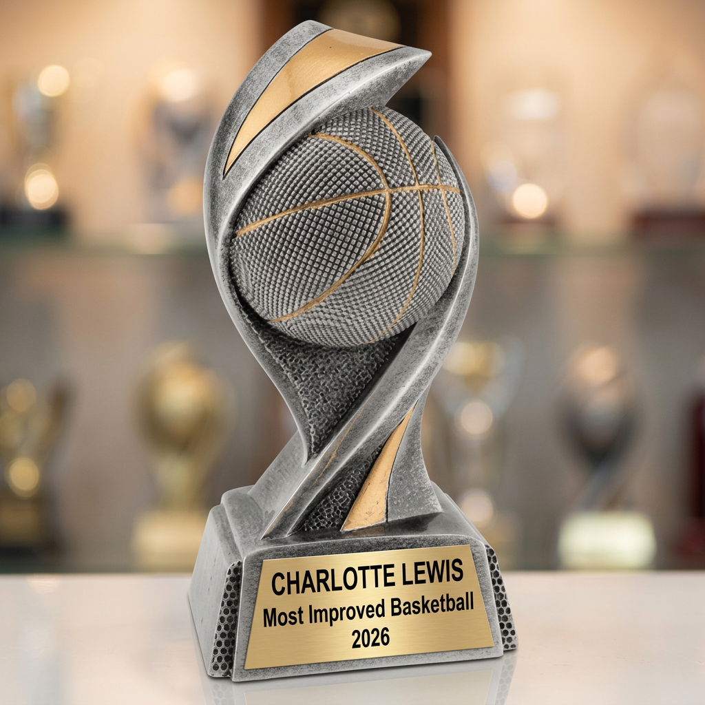 Basketball Trophy | Personalized Award | Custom Name Plate | Laser Engraved | Team MVP | Player Recognition Gift - View 4