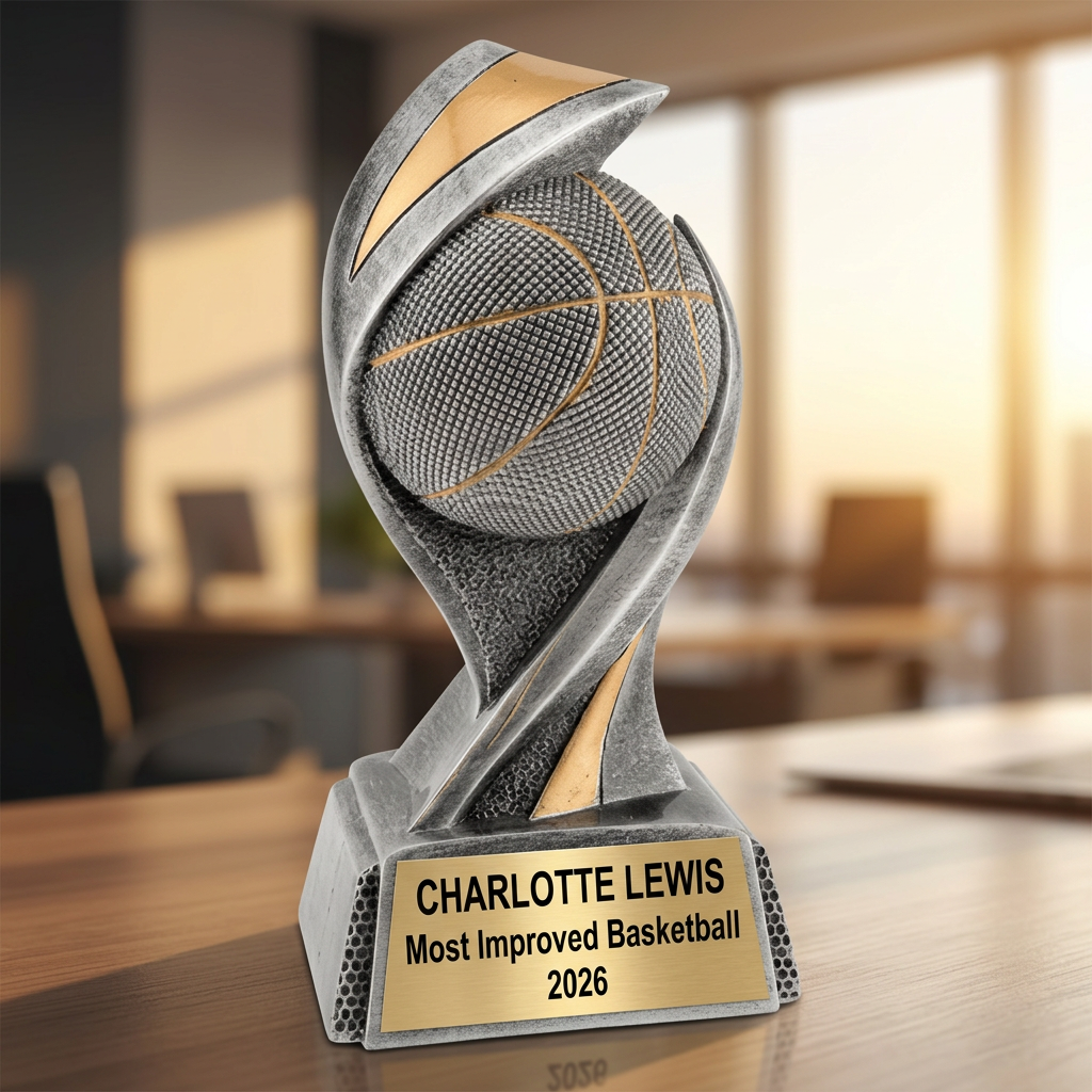 Basketball Trophy | Personalized Award | Custom Name Plate | Laser Engraved | Team MVP | Player Recognition Gift - View 5