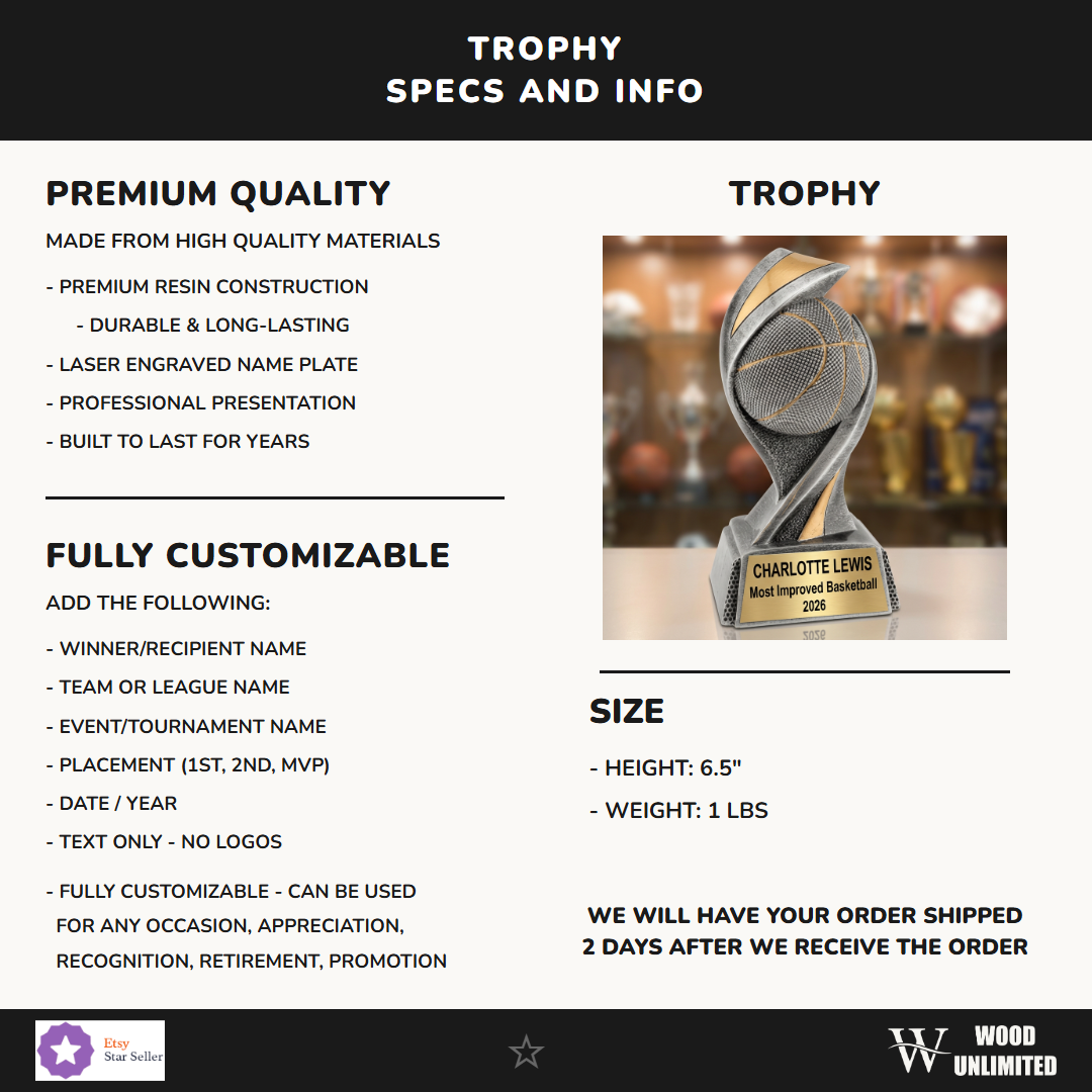 Basketball Embrace Resin Trophy 6½"