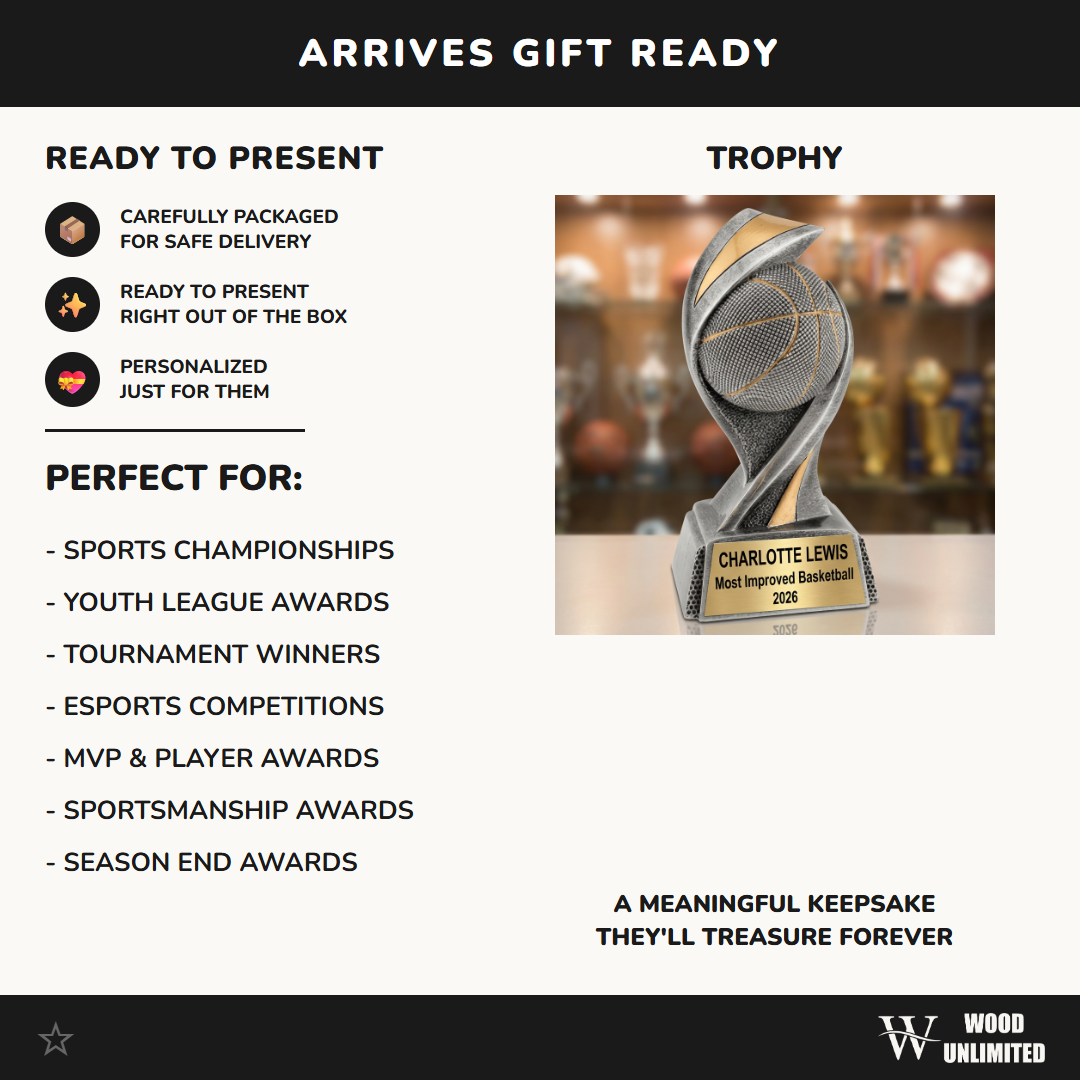 Basketball Trophy | Personalized Award | Custom Name Plate | Laser Engraved | Team MVP | Player Recognition Gift