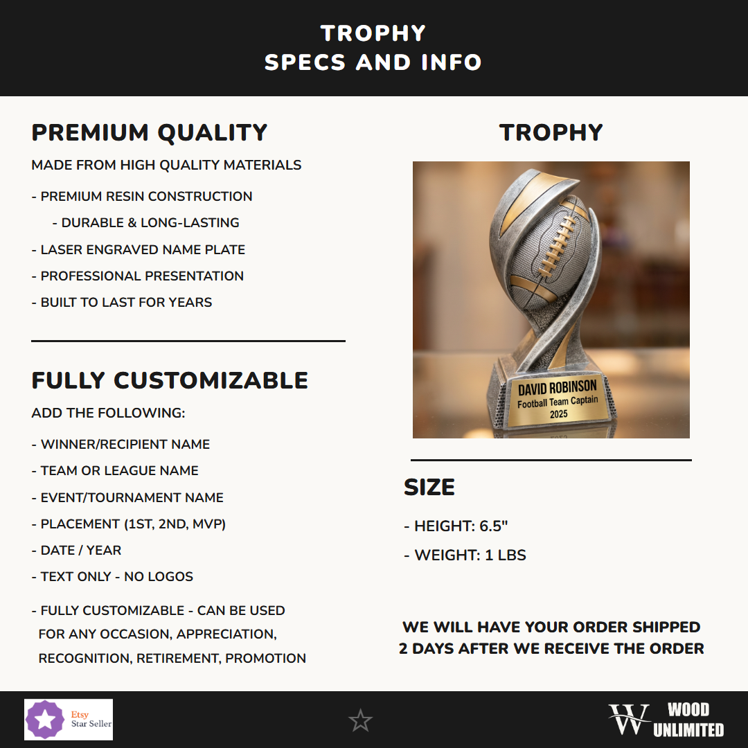 Football Embrace Resin Trophy 6½"