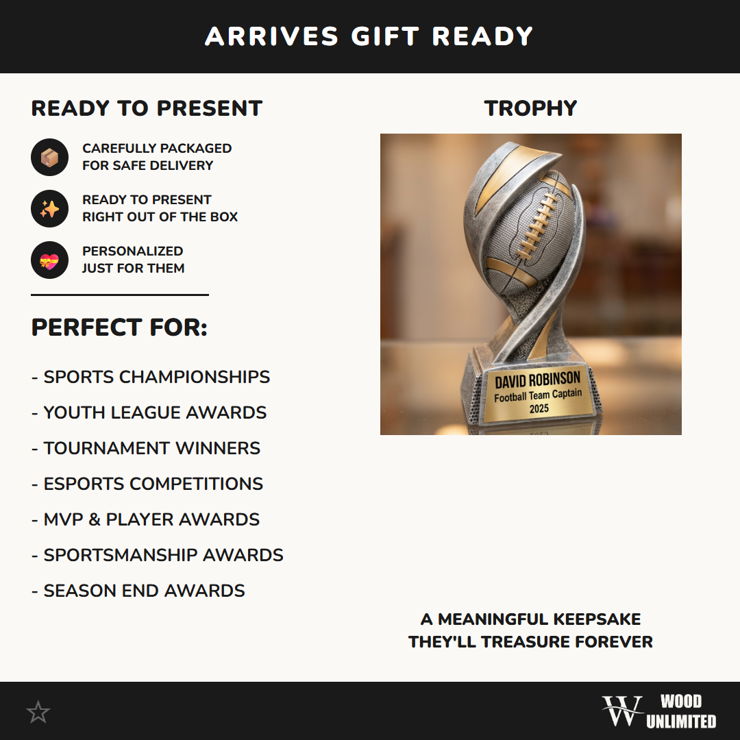 Football Trophy | Personalized Award | Custom Engraved Name Plate | Team MVP Gift | Football Recognition