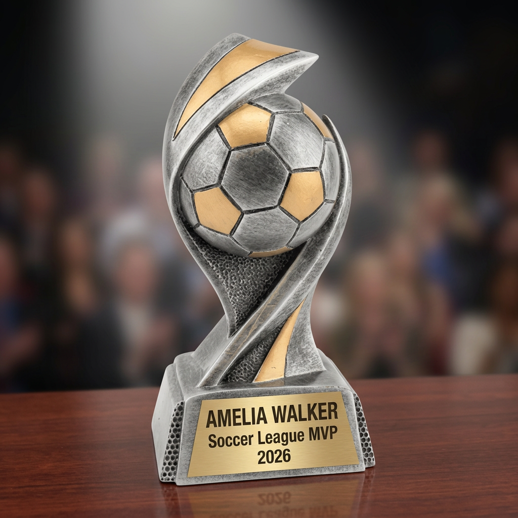Personalized Soccer Trophy | Custom Award | Laser Engraved Name Plate | Soccer MVP Recognition | Sports Gift - View 2