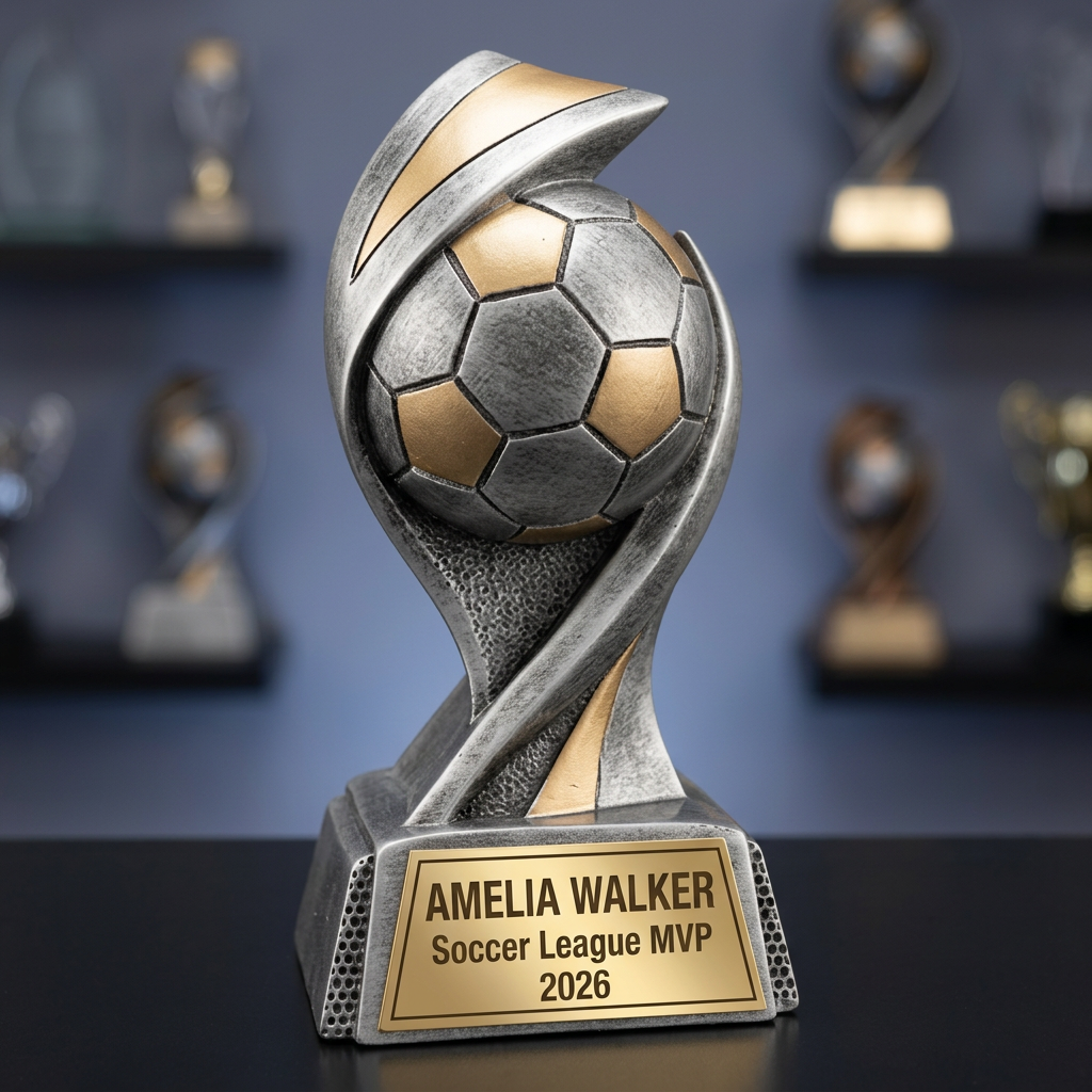 Personalized Soccer Trophy | Custom Award | Laser Engraved Name Plate | Soccer MVP Recognition | Sports Gift - View 3